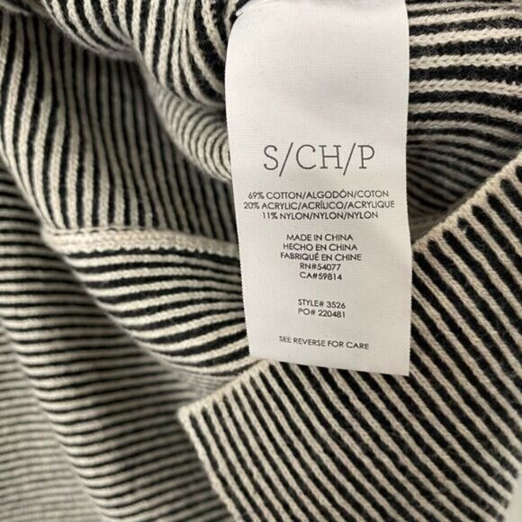 Cabi Striped Full Zip CUPIDS Cardigan Sweater 3/4 Sleeve Black/White Size S - Picture 8 of 13